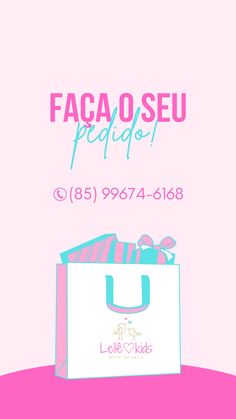 a pink and white bag with the words facao seu pelo on it