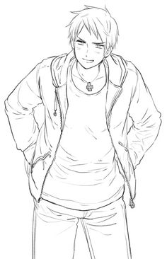 a drawing of a man with his hands on his hips and wearing a hoodie