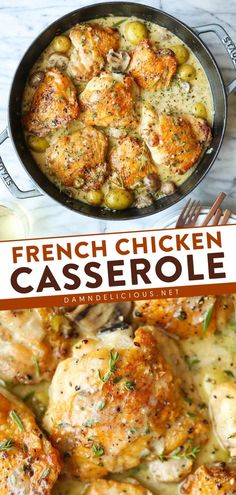 FRENCH CHICKEN CASSEROLE, yummy dinner ideas, comfort food French Chicken Casserole, French Chicken, Brown Chicken, Chicken Casserole Recipe, Makanan Diet, Chicken Dishes Recipes, Healthy Easy, Dinner Idea, Chicken Casserole