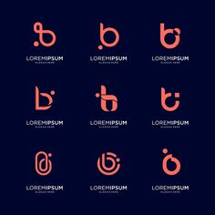 the set of logos for different types of font and numbers, including letters with rounded shapes