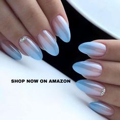 French Press on Nail Short Gradient Design Fake Nail with Rhinestone Blue Artificial False Nails Full Cover Acrylic Nails Glue on Nails for Women
Amazon Affiiate