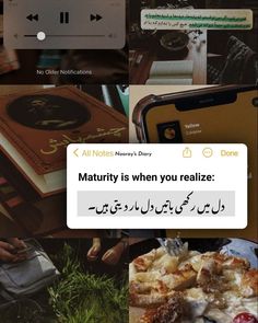 an instagram page with pictures of food and words in english, arabic or other languages