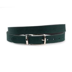 Step up your style game with our Dark Green Suede Men's Reversible Leather Belt, a sophisticated accessory crafted from genuine suede leather. This double-sided belt features a luxurious dark green suede on one side and a timeless black leather on the reverse, giving you the flexibility to match any outfit. With a 1 1/8" (3.0 cm) width, this belt ensures a comfortable fit and effortlessly complements both casual and formal looks. The nickel silver buckle adds a sleek, modern touch, while the rev Reversible Belt, Genuine Leather Belt, Nickel Silver, Green Suede, Suspender Belt, Mens Leather, Double Face, Belt Size, Step Up