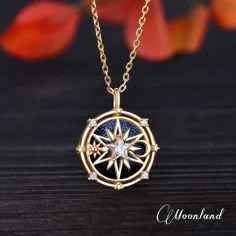 Vintage Blue Sandstone Pendant Yellow Gold Compass Necklace - Etsy Gold Compass Necklace, Magic Necklace, Galaxy Jewelry, Opal Moonstone, Blue Sandstone, Compass Necklace, Celestial Jewelry