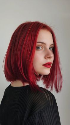 Bright Red Hair Pale Skin, Red Hair Bob, Deep Cherry Red Hair, Red Hair Color Ideas, Red Hair Inspiration, Cherry Red Hair, Perfect Hair Color, Hot Hair Colors