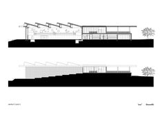 two drawings of the exterior and facade of a house