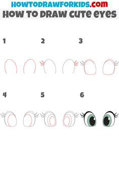 how to draw cute eyes step by step for kids and beginners with easy instructions