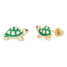 Perfect for adults and children -14K Solid Gold Guarantee -Hollow, lightweight interior -10.15mm length of turtle -5.30mm width of turtle -7.52mm post -Screw Back -Sold as a pair High quality jewelry made to last! ❤️ Made in the USA 🗽 Please contact with any questions. We are happy to assist! 💎 Looking for an engagement ring? 💍 Check out our NEW Etsy Shop https://www.etsy.com/shop/NolitaBridal Lightning Bolt Earrings, Paw Print Charm, Baby Earrings, Snake Earrings, Solid Gold Earrings, Gold Baby, Star Bracelet, Diamond Star, Gold Enamel