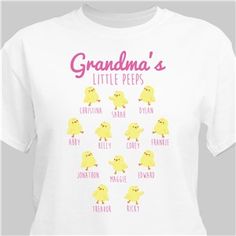 a white t - shirt with the words grandma's little pees on it