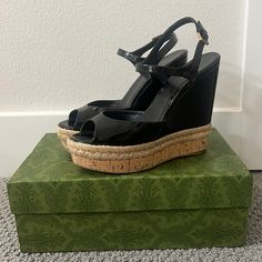 Gucci. Size 8.5. Worn Lightly. Amazing Condition. Only Signs Of Wear Is On The Bottoms As Shown In Photos. Originally Bought For $600. Comes With Gucci Box And Dust Bag. No Returns Black Gucci Bag With Bamboo Handle, Gucci Leather Heels With 4-inch Heel, Gucci Black Heels With 4-inch Heel, Gucci Open-toe Sandals With Padded Heel, Gucci Shoes Women, Gucci Heels, Gucci Black Bag With Gold-tone Hardware, Gucci Shoes, Black And Tan