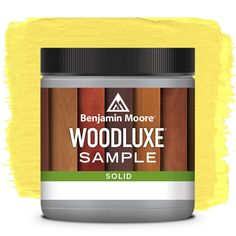 a jar of woodluxe sample in yellow