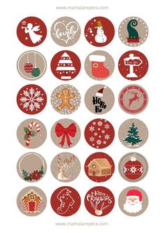 christmas stickers with different designs on them