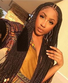 Summer slay on @kellechie by #houstonstylist @billionairebeauty__ ✨ GORG❤️#voiceofhair voiceofhair.com Ethiopian Braids, Faux Loc, Long Box Braids, Fulani Braids, Hairstyle Gallery, African Braids, Long Braids