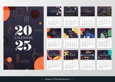 a calendar with colorful shapes on it