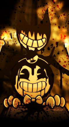 an image of a cartoon pumpkin with fangs on it's face and eyes, sitting in front of a fire