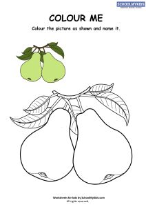 a coloring book with two pears on it