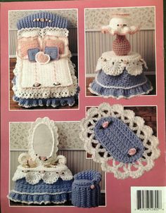 the crochet pattern for a doll's bed and dresser