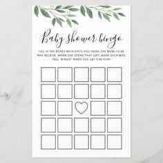 a baby shower game with leaves and hearts