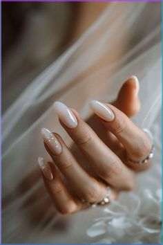 Bride Nail Designs, White Bridal Nails, Birthday Nail Designs, Bridal Nails Designs, Bridal Nail, Thanksgiving Nail Art, Easter Nail Designs, Ring Inspo, Wedding Nail