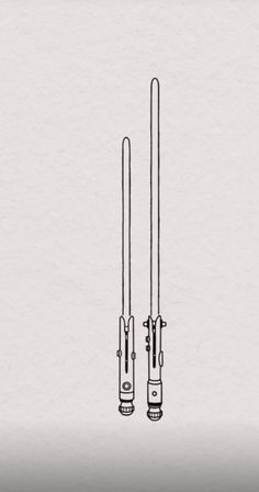 two black and white drawings of poles on paper