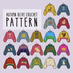 an image of a bunch of sweaters that say autumn olive crochet pattern