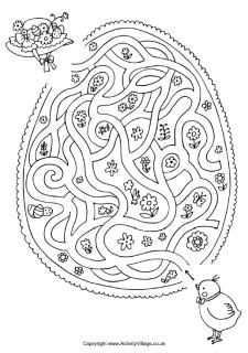 an easter egg maze is shown in this coloring page for children to learn how to make it