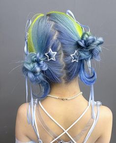 #hairstyles #hair #haircolor #hairgoals #haircut  #haircutsforwomen #hairgoals #hairstylesforthinhair Hair Dye Short Hair, Galaxy Hairstyles, Brown Blue Hair, Orange And Blue Hair, Blonde And Blue Hair, Underdye Hair, Dyed Bangs, Pinwheel Hair Color, Harajuku Hair