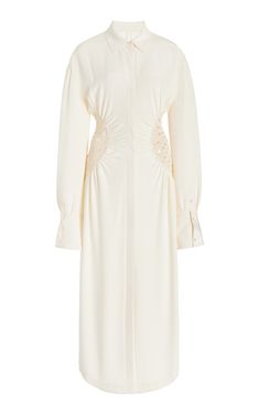 Rhoda Crochet-Detailed Silk Shirt Dress By Simkhai | Moda Operandi Midi Halter Dress, Designer Mini Dresses, Rosie Assoulin, Halter Midi Dress, Jonathan Simkhai, Free Flowing, Designer Gowns, Ladies Dress Design