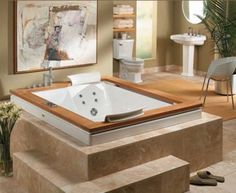 a bathroom with a jacuzzi tub in it