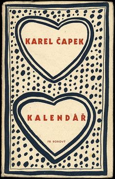 two hearts with the words karel capek and kalendar