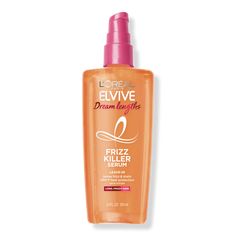 Elvive Dream Lengths Frizz Killer Serum Leave-In - L'Oréal | Ulta Beauty John Frieda Frizz Ease Serum, Hair Products For Frizzy Hair, Hair Serum For Frizzy Hair, Loreal Hair, Pink Bottle, Candy Christmas, Frizzy Hair, Hair Cream, Hair Serum