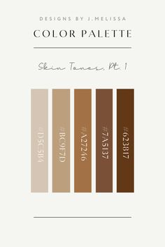 the color palette is shown in shades of brown, beige, and white with text that reads