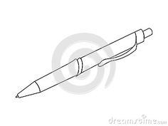 a black and white drawing of a pen