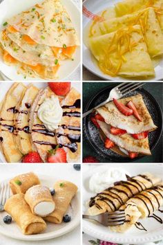 different types of desserts and pastries are shown in this collage with text overlay