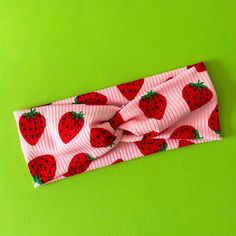 These headbands are buttery soft and stretchy and are the perfect accessory with any outfit! Strawberry Headband, Red Strawberry, Pink And Red, Turbans, Hair Accessories Headbands, Hair Accessories, Sewing, Red, Pink