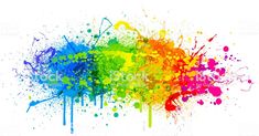 colorful paint splattered on white background