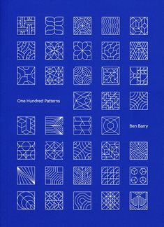 a blue book with white lines on it's cover and the words, one hundred patterns