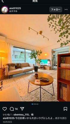 a living room filled with furniture and a book shelf