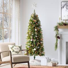 a decorated christmas tree in a living room