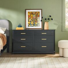 a bedroom scene with focus on the dresser