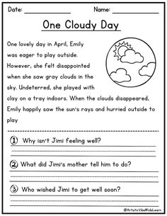 worksheet for first grade students to learn about clouds