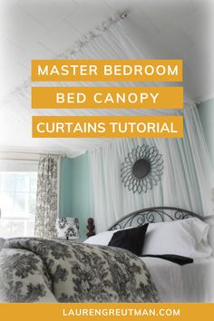 Curtain Over Bed, Bed Canopy Curtains, Diy Bed Canopy, Small Curtain Rods, Remodeling House, Canopy Ideas, Curtain Tutorial, Canopy Bed Diy, Canopy Curtains