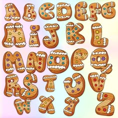 the letters are made up of different types of cookies