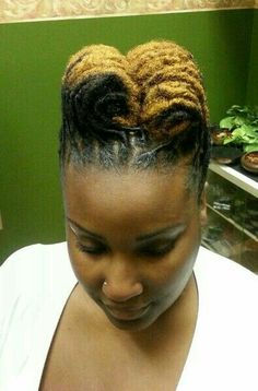 French Roll Loc Style, Loc French Roll, Coloured Dreadlocks, Victory Roll, Loc Updo, French Roll