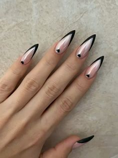 Nails With Black French Tips, Black Chrome Nails, Nails With Black, Black French Nails, Black French Tips, Black Acrylic Nails, Edgy Nails, Black French, French Tips