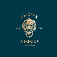 the logo for brown's abbeyy is shown on a dark blue background