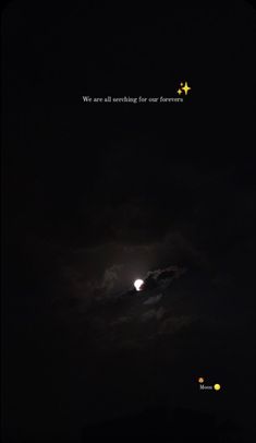 the moon and stars are lit up in the night sky with an inspirational quote above it