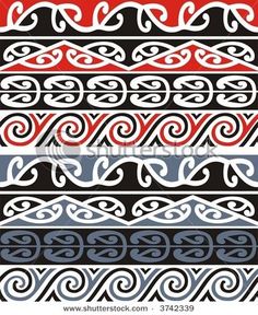 a set of four different patterns in red, blue and black colors on a white background