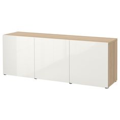 an image of a white and oak sideboard