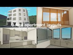 three different views of an apartment layout